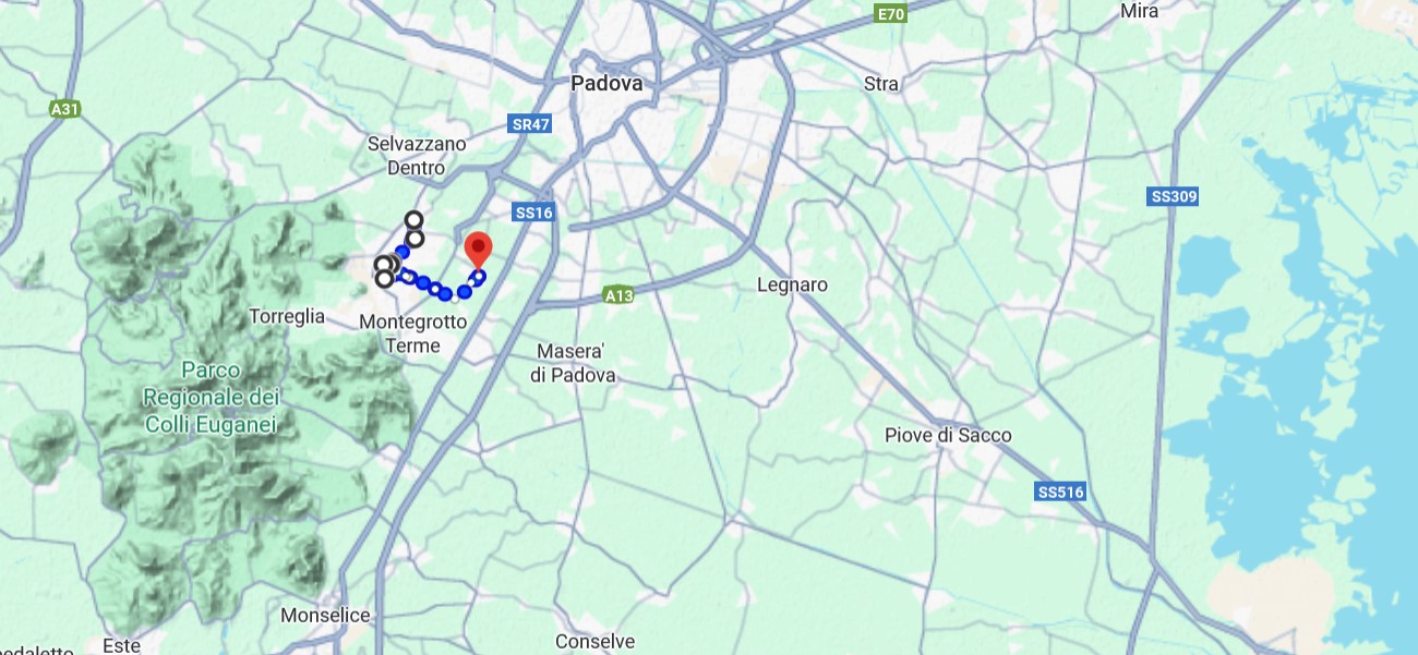 Map of Euganean Hills Highlighting Roman-Era Sites