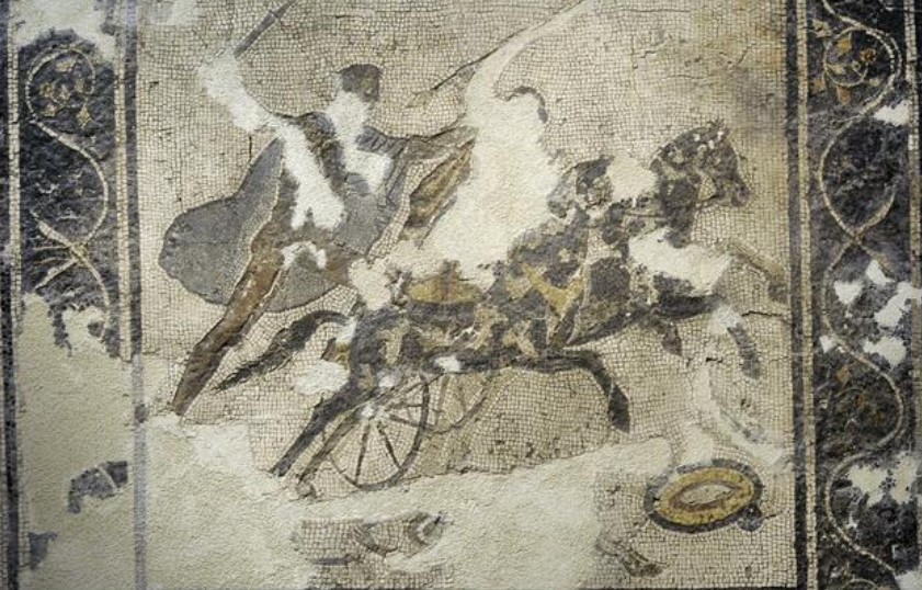 Oedipus and Laius. Roman mosaic. 1-49 Ad. From Avella. Campania. Italy. National Archaeological Museum, Naples. Italy