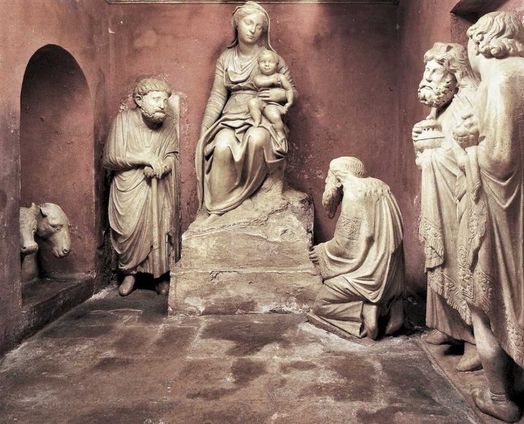 The nativity scene (presepe) of Saint Mary Major, commissioned in 1288 by Pope Nicholas IV from Tuscan sculptor Arnolfo di Cambio (pupil of Nicola Pisano).