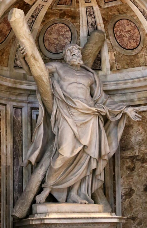 Statue of Saint Andrew by François Duquesnoy (1640), in St. Peter's Basilica, Vatican.