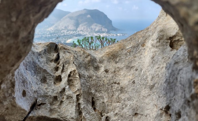 View of Mount Pellegrino from Addaura Caves, Palermo.