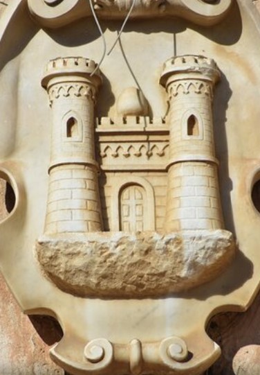 The coat of arms of Loano at the palace of Ligurian princes of Doria's Palace, Loano (Savona) Italy