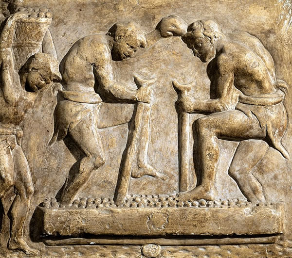 Paving a roadway, relief, first century A.D. Museum of Roman Civilization, Rome