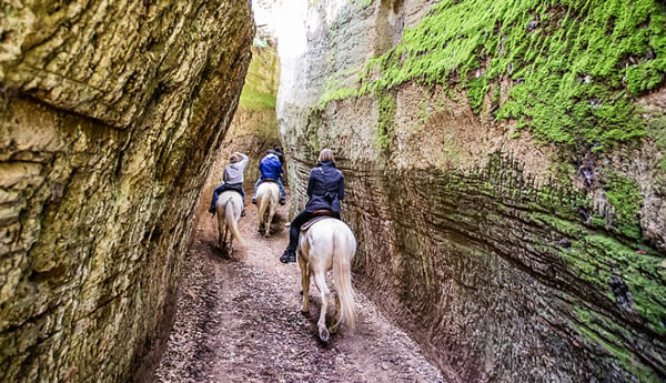 A section of the Vie Cave in Sorano and Sovana. These are great roads dug into the tuff hills by the Etruscans, with walls sometimes over 20 meters high. Today they are used to reach Etruscan necropolises, but we do not know if they were originally just communication routes, or channels for collecting rainwater, or roads used in religious ceremonies. - Sorano (Grosseto, Italy)