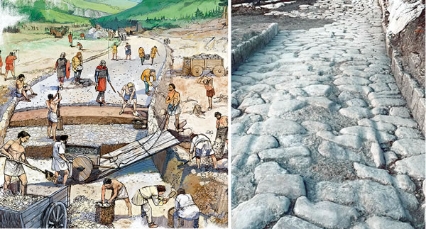 Paving of an ancient Roman road from the 1st century BCE discovered in the area of the ancient Attidium municipality, with traces of cart passage - Attiggio, Fabriano (Ancona, Italy)