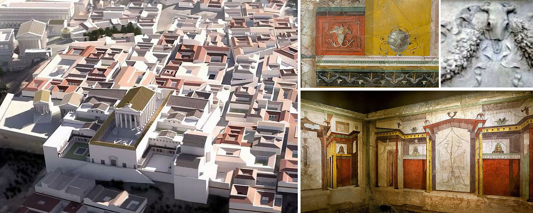 Domus Augustana - House of Augustus, detail of the decoration of the private study - Bucranium on the Ara Pacis Augustae - Fresco from the House of Augustus, Palatine Hill.