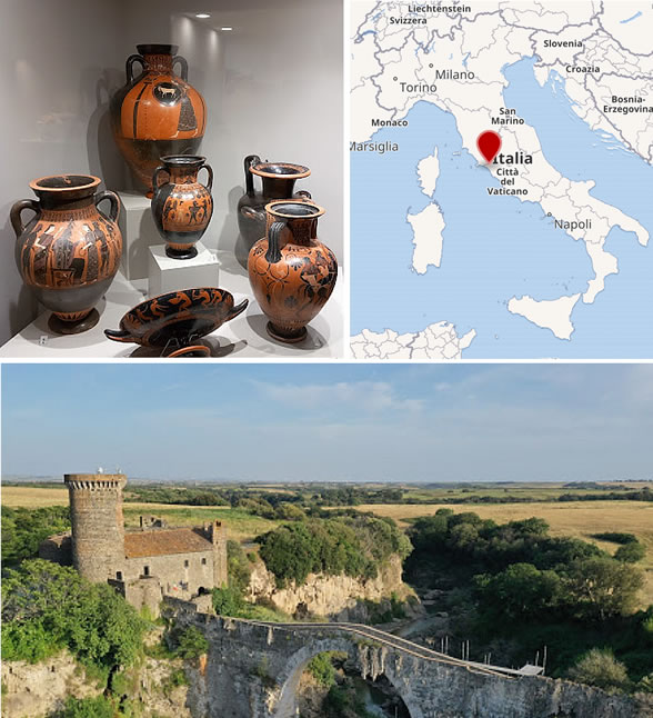 Some discoveries made by the Bonaparte couple in the Castle of Vulci Museum.