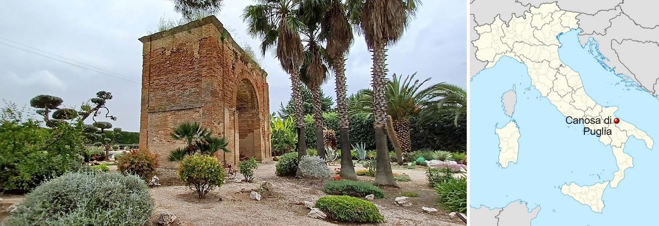 The Onorary Arch can be visited and is located inside a garden centre, Canosa di Puglia