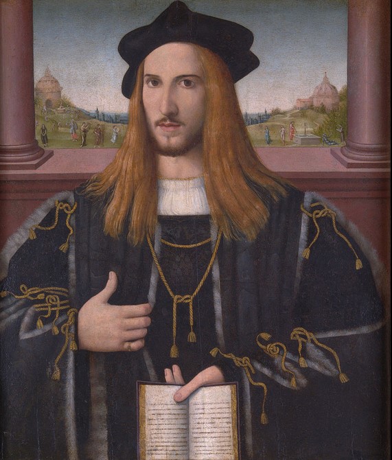 Portrait of A Young Alberto Pio (1475-1531) with the 'Aeneid' by Bernardino Loschi (1460–1540)