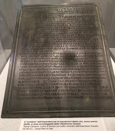 Tabula Clesiana, Castello del Buonconsiglio Museum, Trento