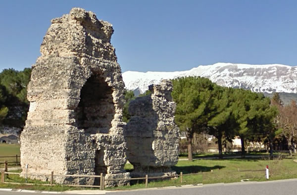 The two Roman funerary monuments (Morroni), with a quadrangular base and a tower structure, situated along the route that follows the ancient Via Claudia-Valeria. - Corfinio (L'Aquila, Italy)