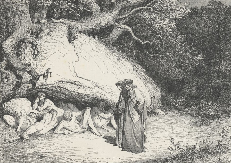 'Only so far afflicted, that we live / Desiring without hope.' (Inferno, Canto IV, lines 38,39) An illustration of Gustave Doré (1832 – 1883). Plate XI: Canto IV: The Virtuous pagans.