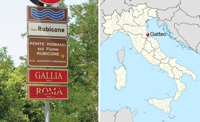 Gatteo - Signs at Roman Bridge (I CE) at Rubicone