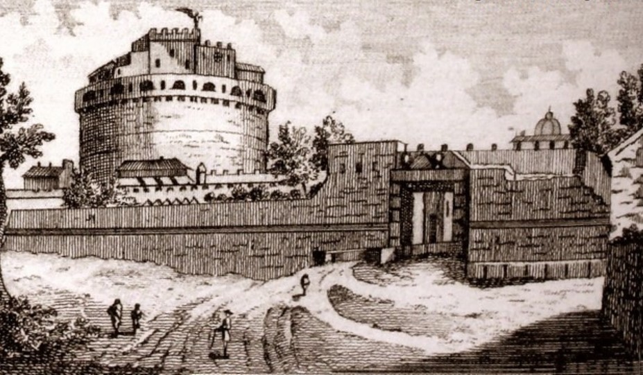 Castel S. Angelo depicted by G. Vasi, c. 1747.
