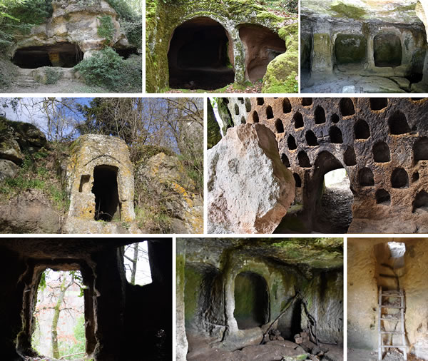 Entrance and interior of some caves, and the columbaria. - Vitozza, Sorano (Grosseto, Italy)
