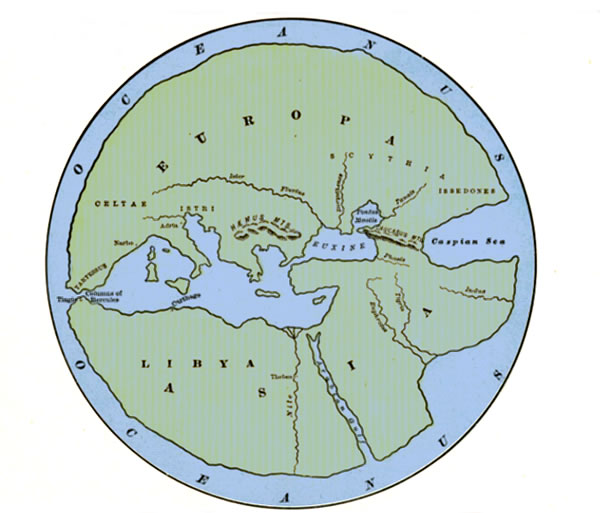 Map of the world according to Hecataeus of Miletus B.C. 500 - Cram's atlas of the world, 1901