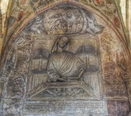 Pietro d'Abano welcomes visitors in the Salone of the Palazzo della Ragione, Padua