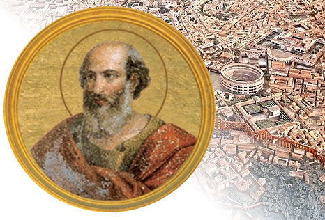 Pope Felix III - Model of Imperial Rome. In the foreground, the Temple of the Divine Claudius on the Caelian Hill and the Neronian Aqueduct