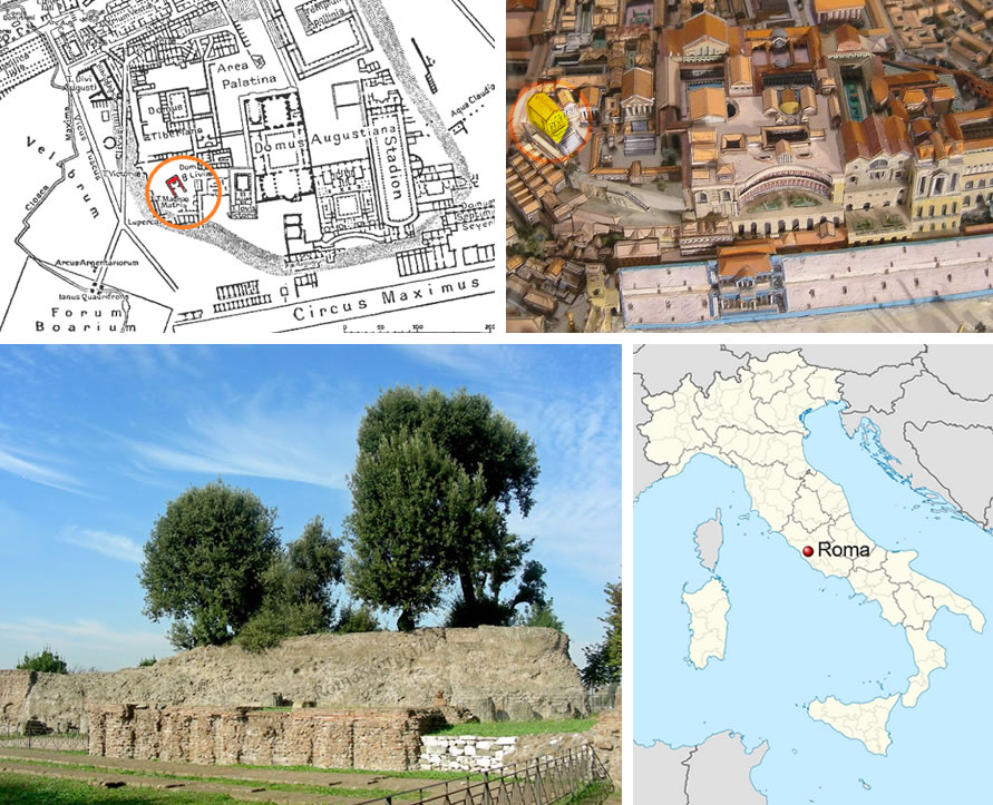 Location of the Temple of Magna Mater on the Palatine Hill and its remains