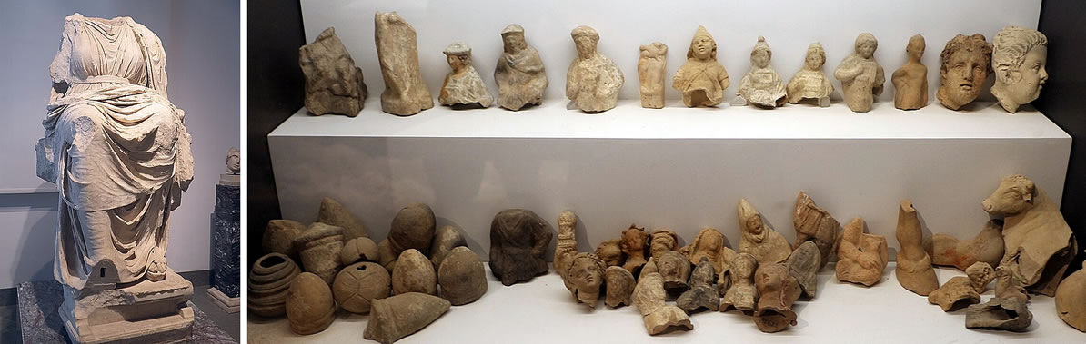 Votive deposits, c. 210–100 BCE – Palatine Antiquarium, Rome, Italy – Headless statue of the Magna Mater found near the temple, now housed in the Palatine Museum