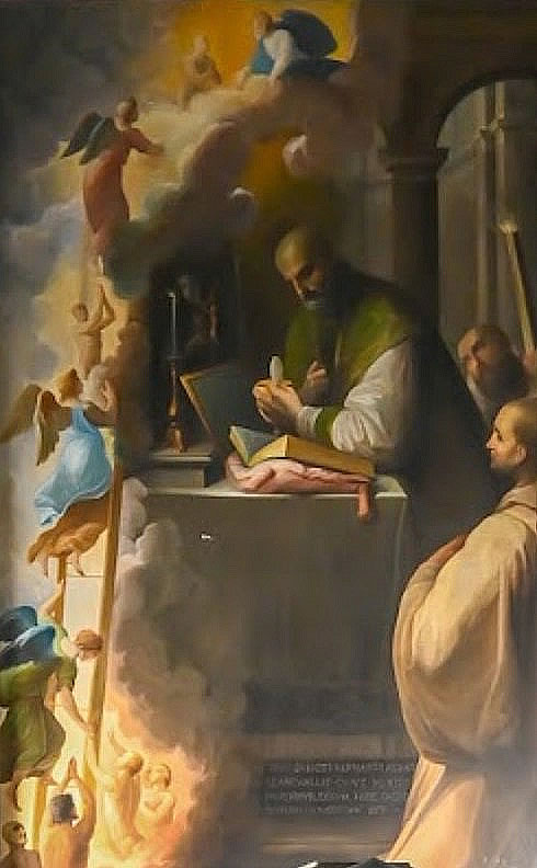 Saint Bernard, while celebrating Mass here, had a vision of a very long ladder leading to heaven. Souls were ascending this ladder, and the Madonna waited at the top to welcome them; this is where he had the vision of the Scala Coeli (Ladder to Heaven).