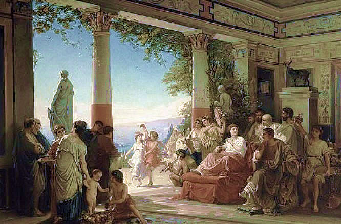 The Empress Livia attending the grape harvest on the hills of Grignano, by Cesare dell'Acqua (1821-1904), oil on canvas, 126x183 cm. 