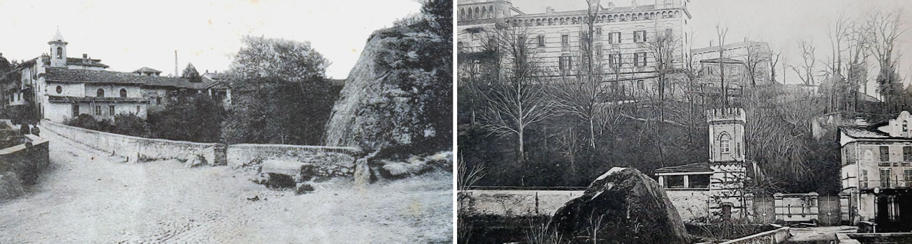 1919 postcards showing the boulder before it was dynamited to make way for the construction of a hydroelectric power plant