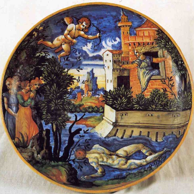 A cup with the myth of Hero and Leander, made by Guido Merlini’s or Lanfranco's workshop (1540 - 1560) - Ducal Palace of Urbino (PU), Italy