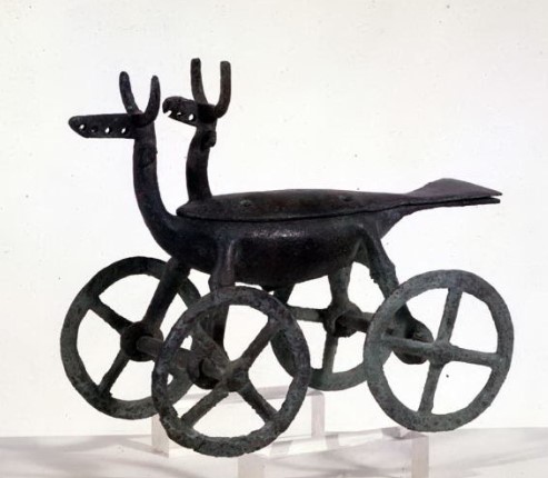 Etruscan bronze incense cart zoomorphic design (9th century BCE) from Monterozzi necropolis, Arcatelle - National Museum of Tarquinia, Italy.